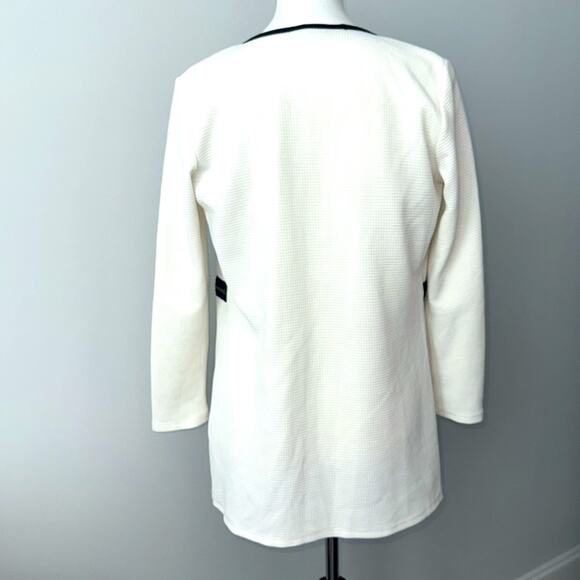 Adrienne White Open Front Lightweight Cardigan Zipper Blazer Women's Small - Picture 6 of 6